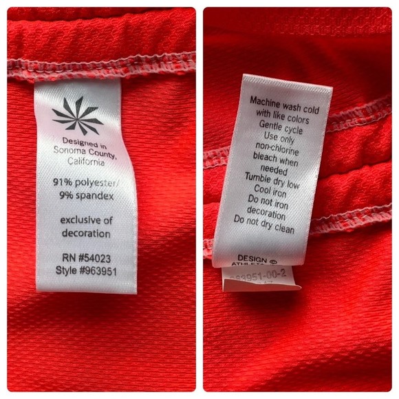 Athleta Neon Athletic Tunic Womens Small Orange Thumbholes Ruched Side - Picture 12 of 12
